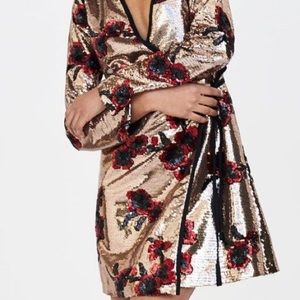 ZARA BNWT CROSSOVER WRAP SEQUIN DRESS SIZE LARGE
